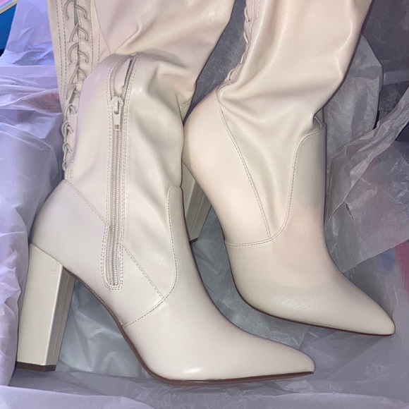 Tayson High Block Heel Boot, color: bone, size: 8.5, Lightly used - Picture 2 of 11